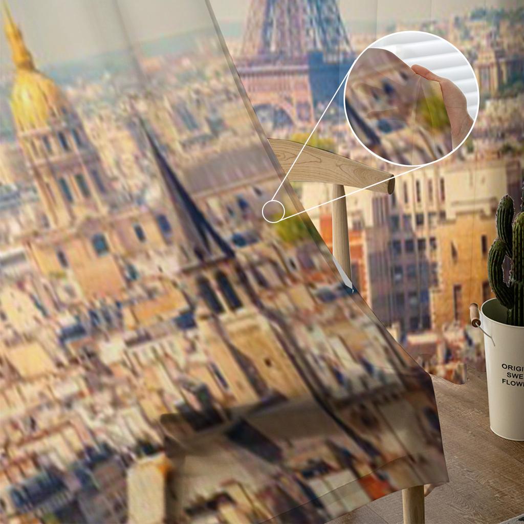 Blick auf den Eiffelturm in Paris im Frühling Frankreich Transparente Vorhänge für Wohnzimmer Tüll-Fenstervorhang Schlafzimmer Küche Schleier Vorhänge