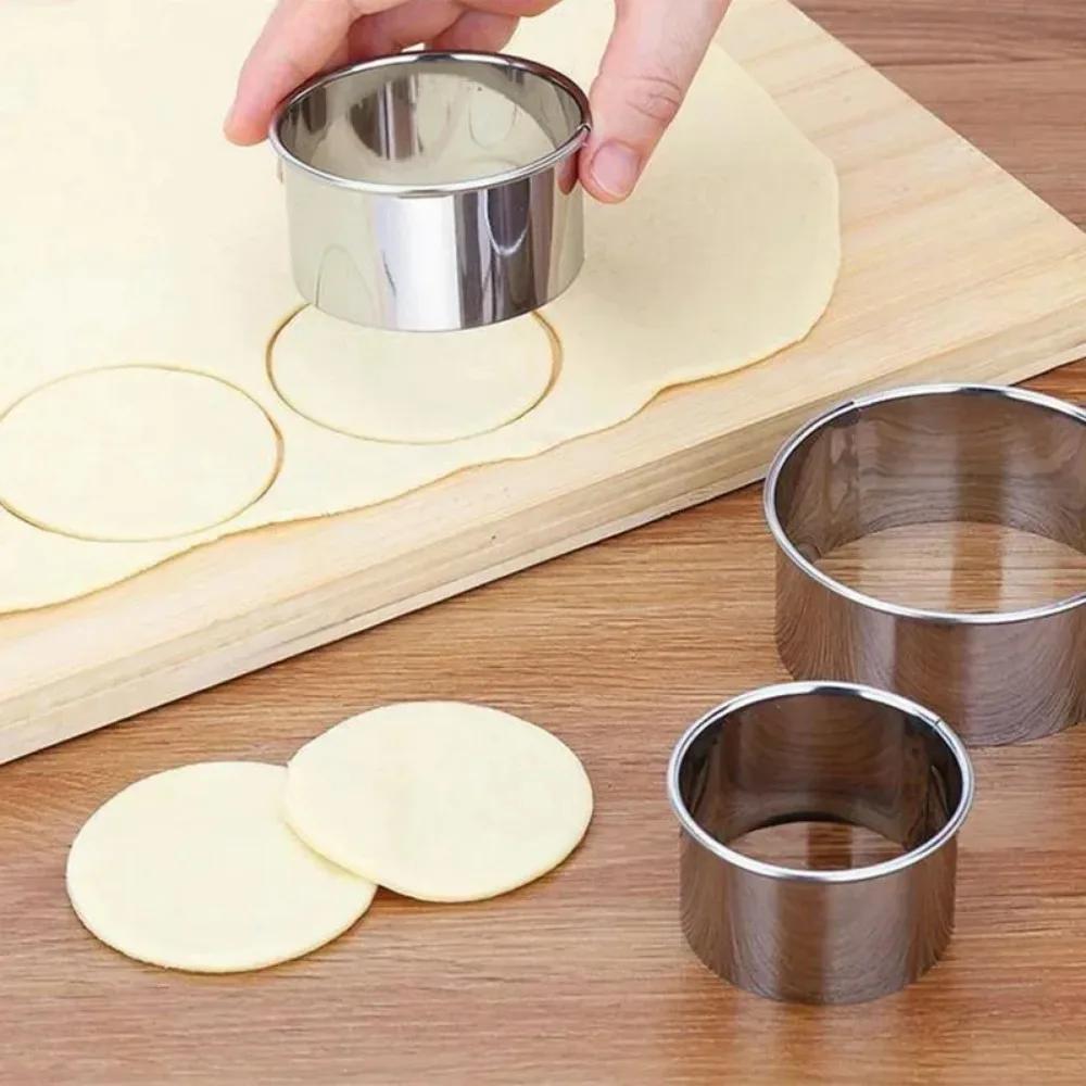 3Pcs/Set Stainless Stee Round Dough Cutter DIY Dumplings Skin Mold Flower Shaped Cookie Pastry Maker Biscuit Circle Ring Mould