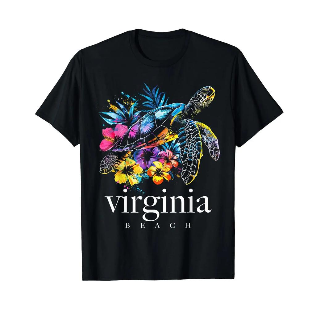 Virginia Beach Souvenir Surfer Diver Sea Turtle T Shirt Vintage Unisex Designer Clothes Casual Fashion