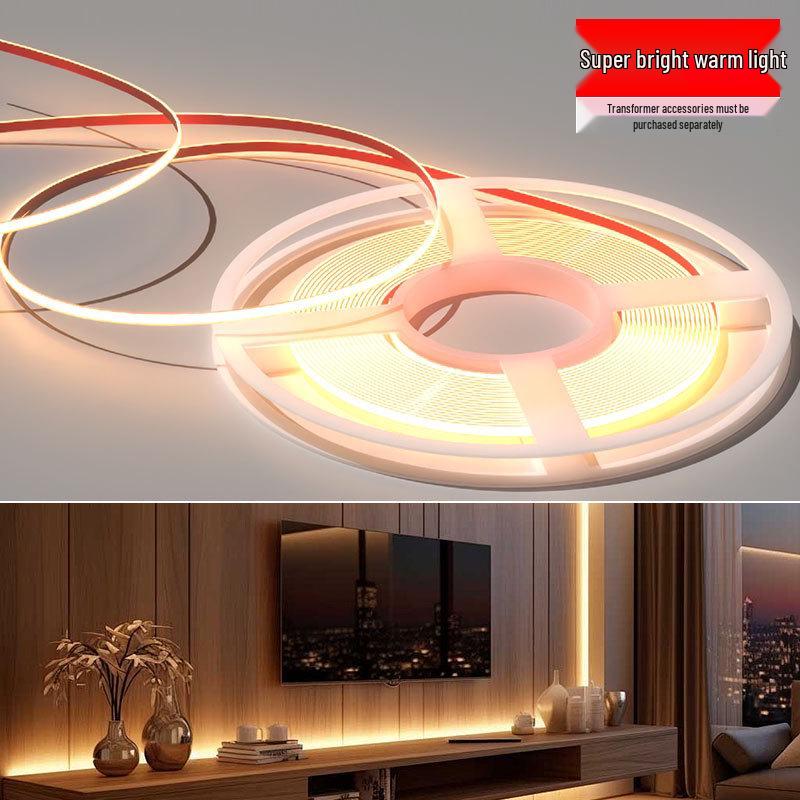 24V Low Voltage Self-Adhesive COB LED Strip Light for Living Room, Cabinet, and Recessed Card Slots