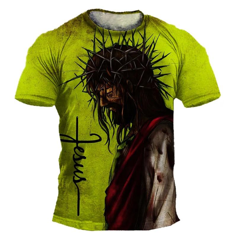 Jesus Christ Cross 3D Printed T-Shirt Streetwears Oversized Hip-hop Casual Clothes Tops