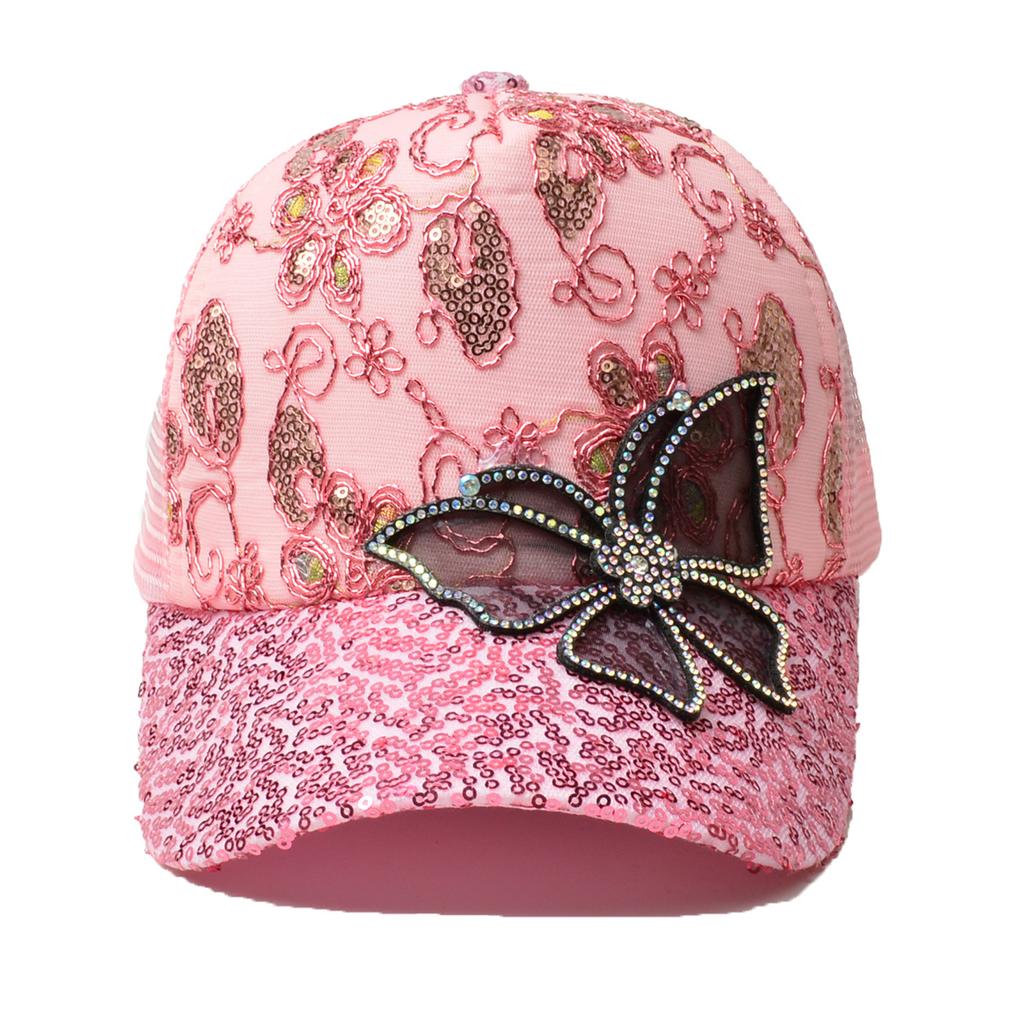 Northwood Summer Women Sequined Rhinestones Butterflies Baseball Caps Girls Sunoutdoor Breathable Sunshade Mesh Hats