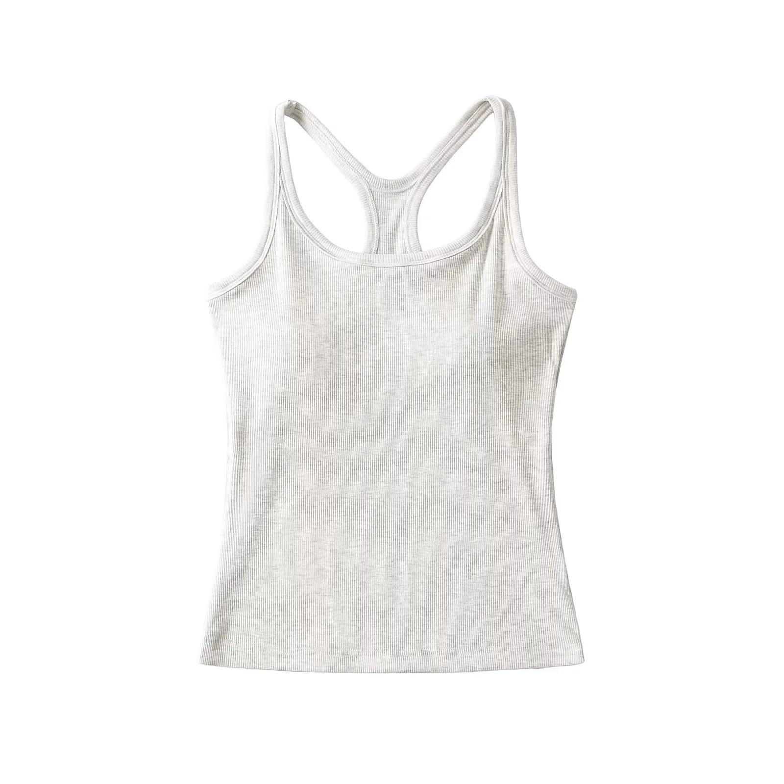 

Women s Padded Racerback Tank Top: High Elasticity, Trendy, Perfect for Sports & Fitness. Small серый/белый