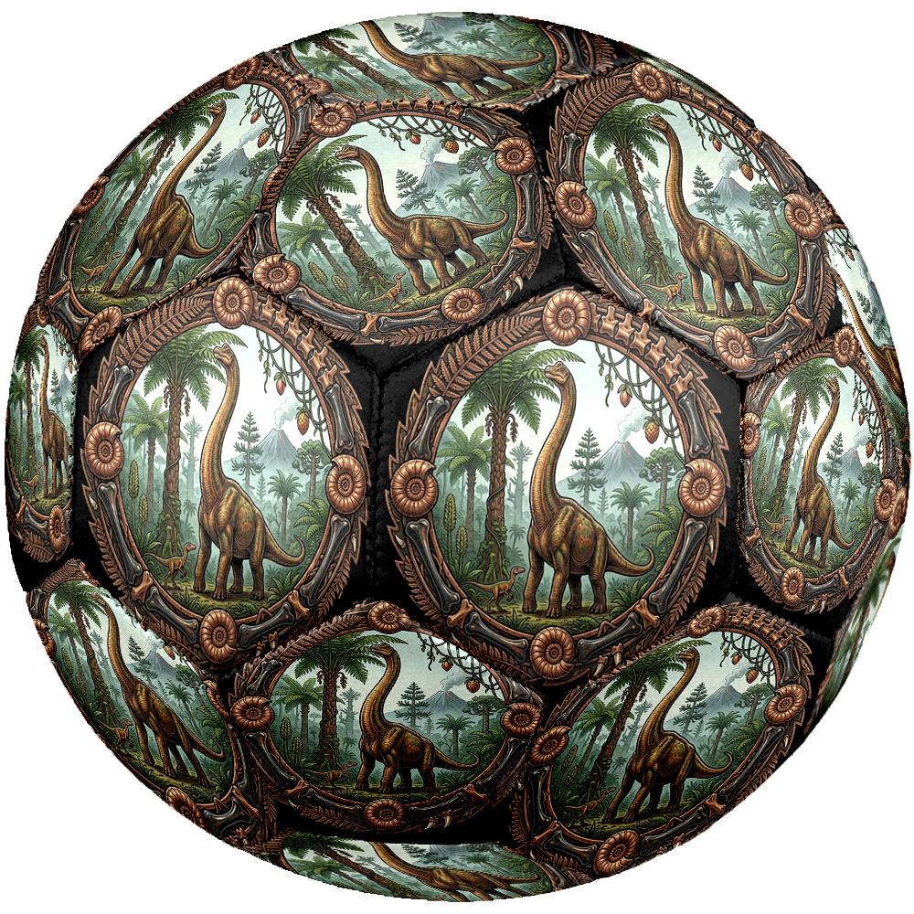 Prehistoric Dinosaur Scene Round Football Size 5 Adult Ball Suitable for Training Matches and Outdoor Team.