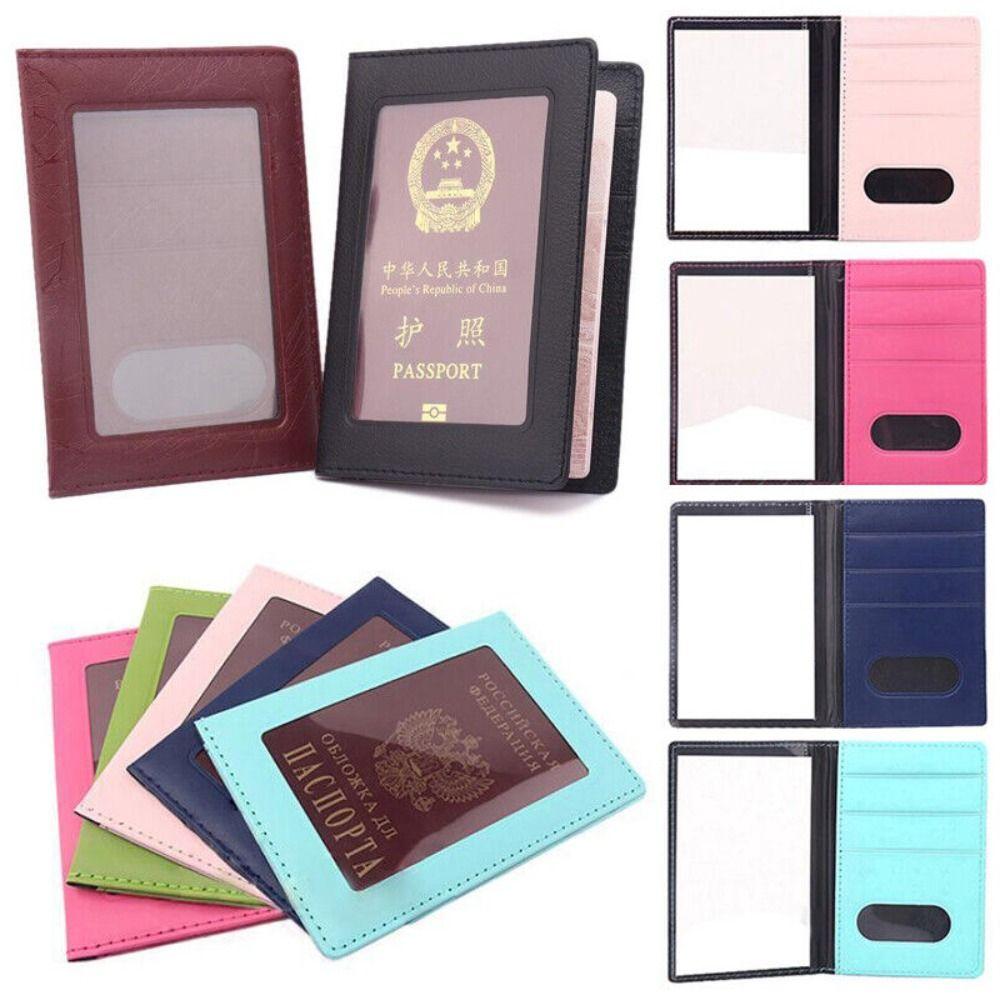 Transparent Window ID Card Ticket Holder PU Leather Business Credit Card Case