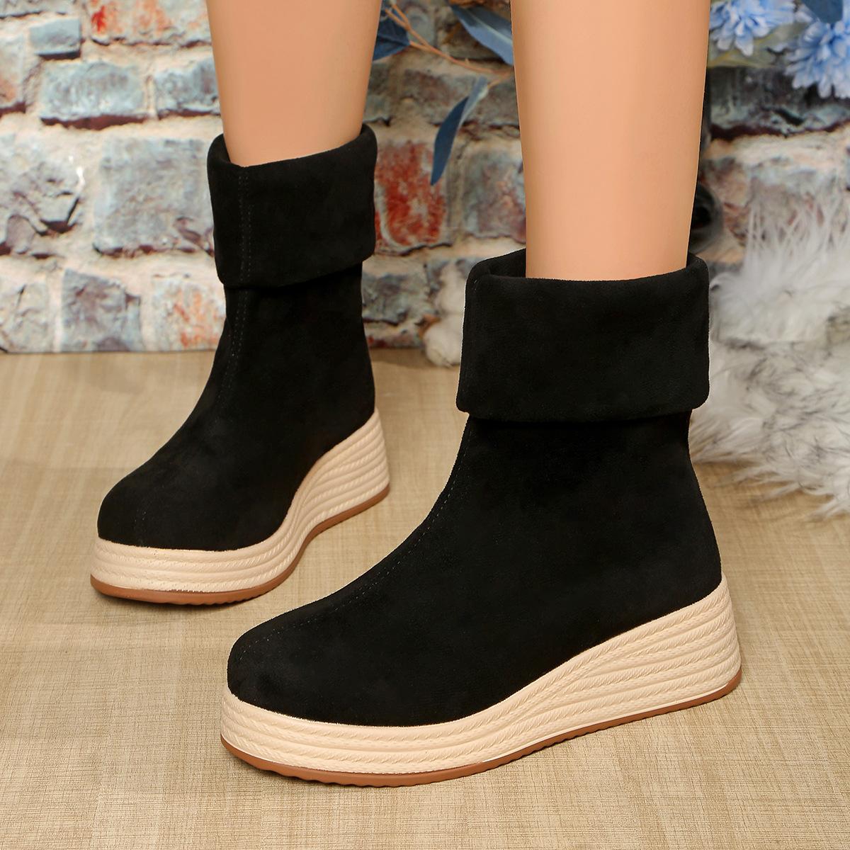 

Women s Lightweight Comfortable Cold Warm Padded Snow Boots Non-slip Wear-resistant Outdoor Casual Sneakers Mid-calf Cotton Boots 43 чорний