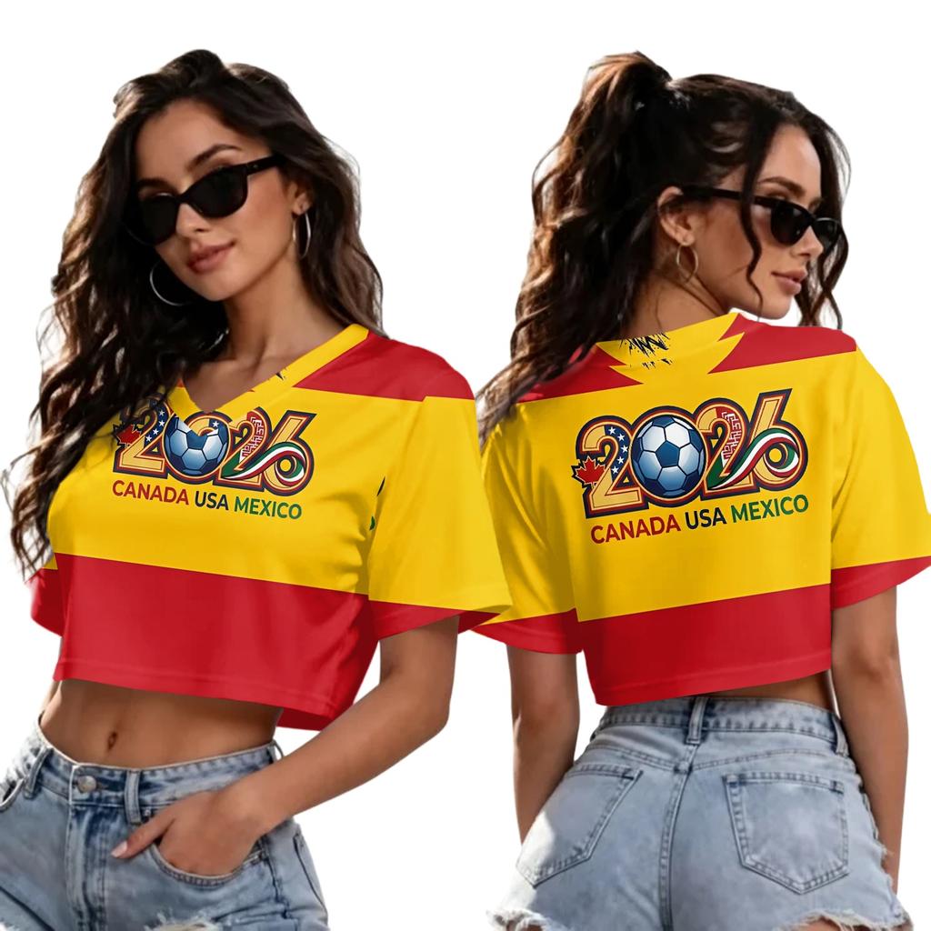 Women's Soccer Flag Print V-Neck Short Sleeve T-Shirt