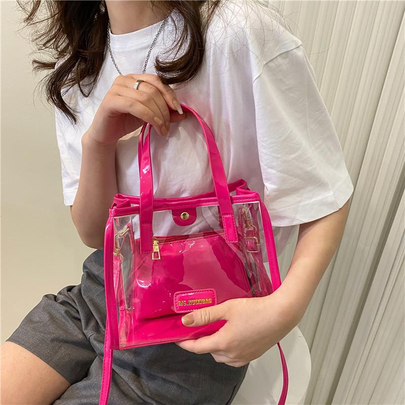 Borsa in PVC Trasparente Gelatina Borsa da Spiaggia Borsa a Shopper Impermeabile Trasparente Borsa a Spalla