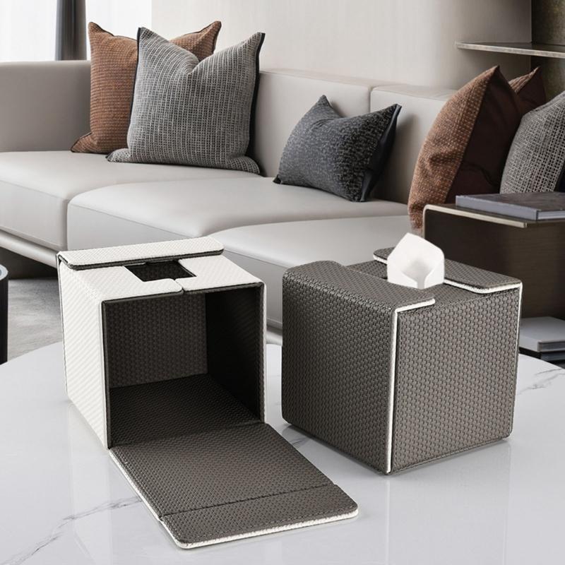 Elegant Faux Leather Tissue Holder Decorative Faux Leather Tissue Box Cover Paper Organizers Perfect For Any Room