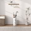Steel Umbrella Stand With 4 Hooks And Removable Drip Tray Decorative Design 17x17x41 Cm White