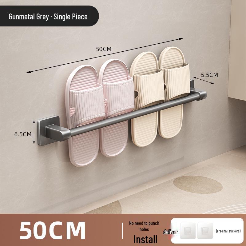 No-Drill Wall-Mounted Bathroom Shoe Rack: Easy Installation, Entrance Hall Slipper Holder