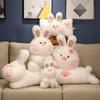 Nic Adorable Fat Rabbit Peluche Toys Fluffy Rabbit Bunny Hand Warmer Pillow Long Plushie Dolls for Girls Baby Appease Birthday Gifts