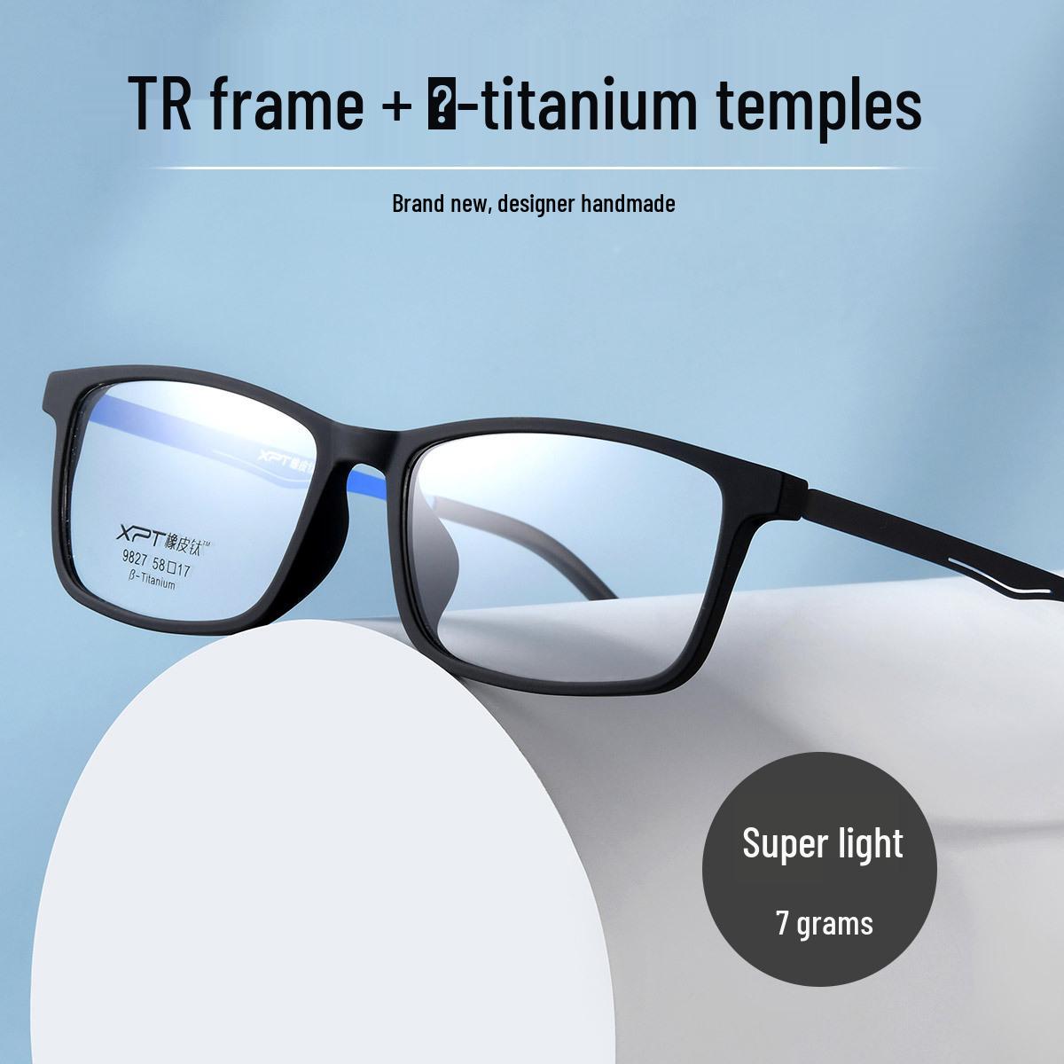 Men s Ultra-light Pure Titanium Myopia Glasses Frame with Lenses, Large Face Fit, Optical Glasses Frame Model 9827.