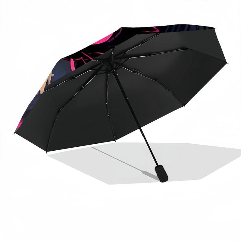 1pc Black Cat Mystical Forest Automatic Open/close Umbrella, 8-Rib sturdy structure, Portable Travel Umbrella, Parties, Everyday Use Outdoor Accessory