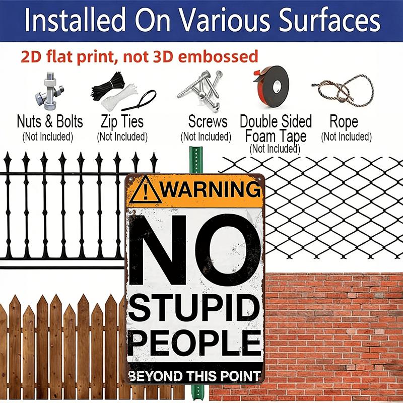2d Flat Fun "No Fools After This Point" Vintage Metal Sign - Aluminum SignPerfect Decoration for Home, Bar, Garage, Etc. - Easy To Hang Wall, 8 "x12"