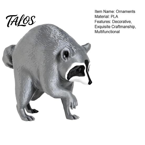 Feine Handwerkskunst Ornamente 3D-gedruckte Waschbärfigurine, Realistische Tierstatue, Dekoratives Schreibtischornament Bunte Wohnaccessoires für Wohnzimmer