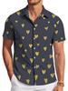 [Printed Design – Not Textured] Men's Casual Digital Print Standard Size Short-Sleeve Shirt, Stylish and Elegant Dopamine Party Top,