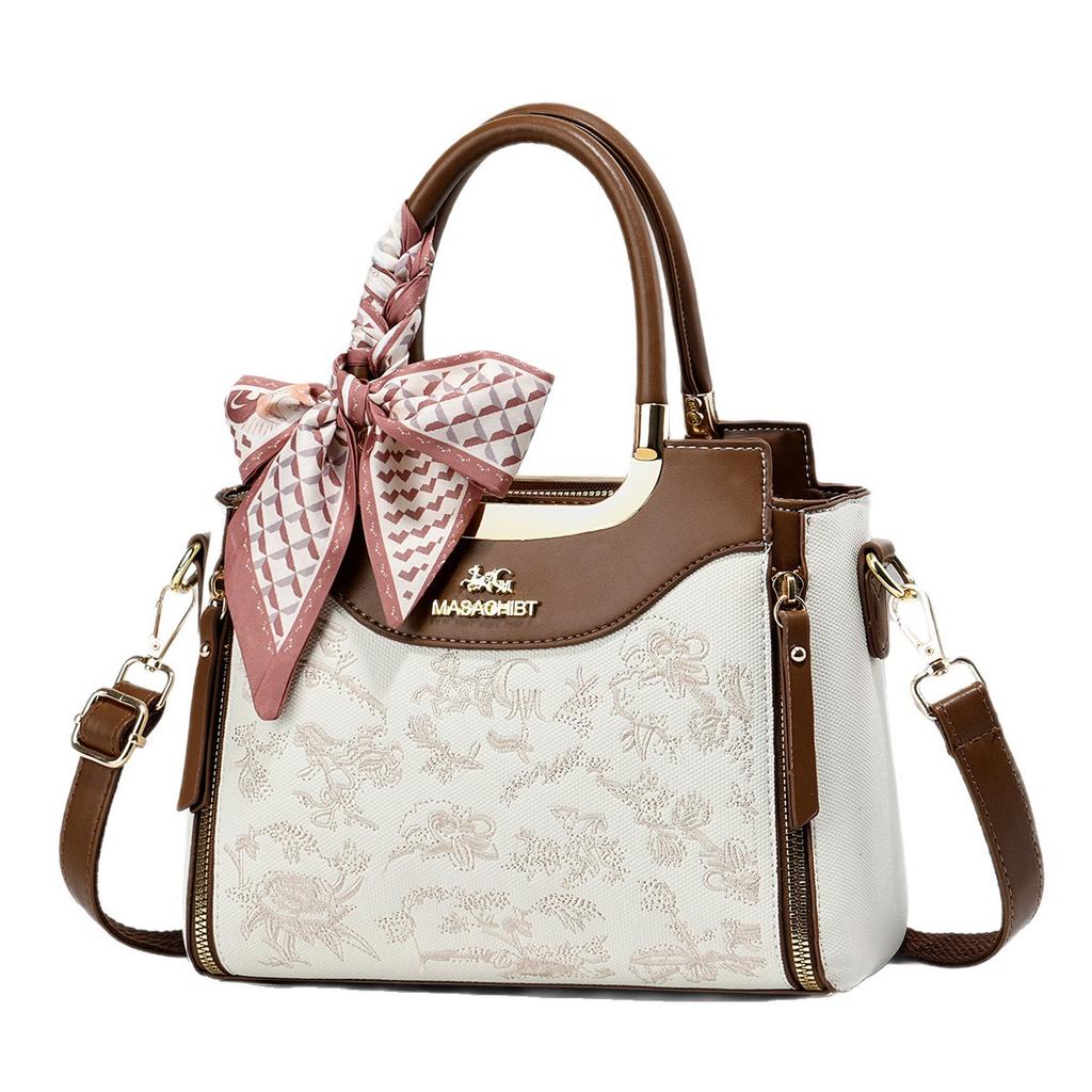 Premium Oriental Embroidery Handbag For Mature Ladies, Multiway All-Match Daily Shoulder & Crossbody Bag