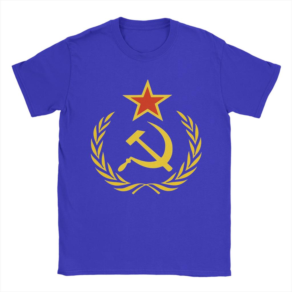 CCCP Soviet Hammer and Sickle Star Marxist TShirts for Unisex Round Collar Pure Cotton T Shirts Short Sleeve Tees Summer Tops
