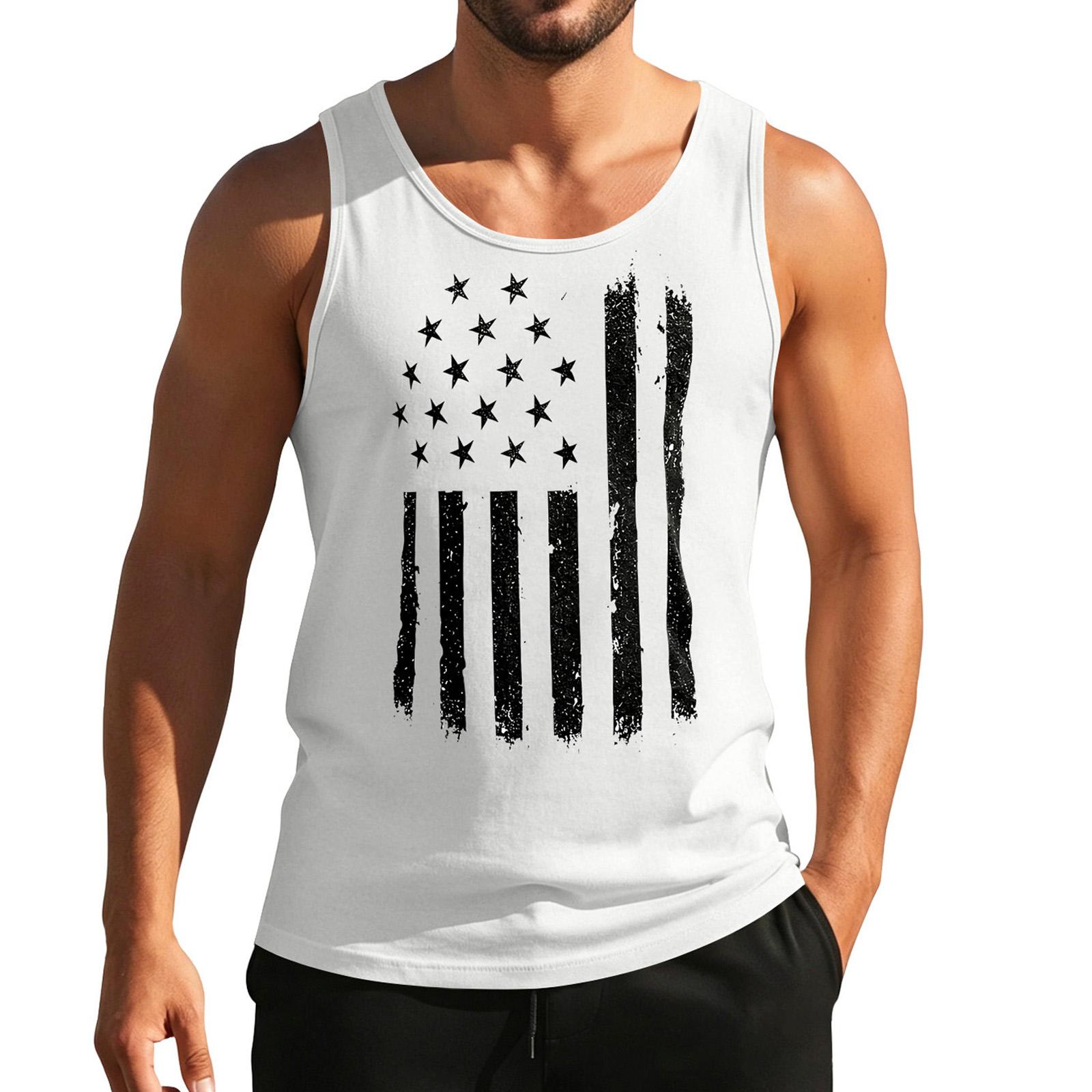 

Men s Casual Printed Sleeveless Tank Top Lightweight Breathable Fabric Stylish Fit Suitable for Sports and Outdoor Activities XL білий