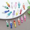 20Pcs Enamel Fish Charms Stainless Steel Fish Pendants Double-sided Striped Mini Fish Charms for DIY Jewelry Making Earring Necklace Bracelet Keychain