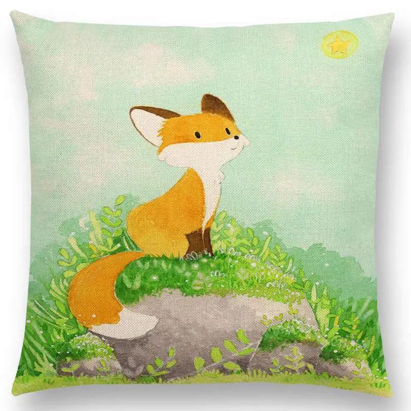 Newest Cute Cartoon Sofa Pillow Cover Black and White Cat Funny Fox Cushion Cover Throw pillowcase