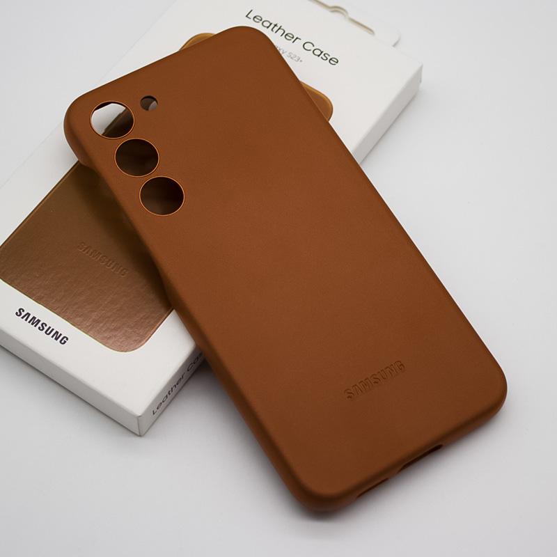 

Samsung Galaxy S23+ S23 Plus High Quality Eco-Leather Phone Case Soft Premium Business Shell Full Protection For s23plus Cover For Galaxy S23 коричневий