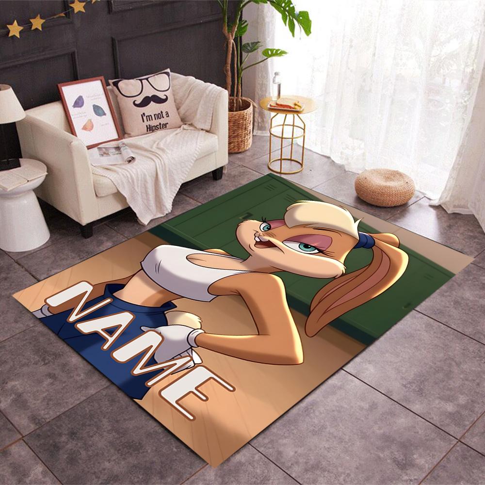 Looney Space Jam Run Event Customizable Name Floor Mat Suitable for Decorate room Balcony Entryway Dining Room Anti-slip Rug Anime Office Decor