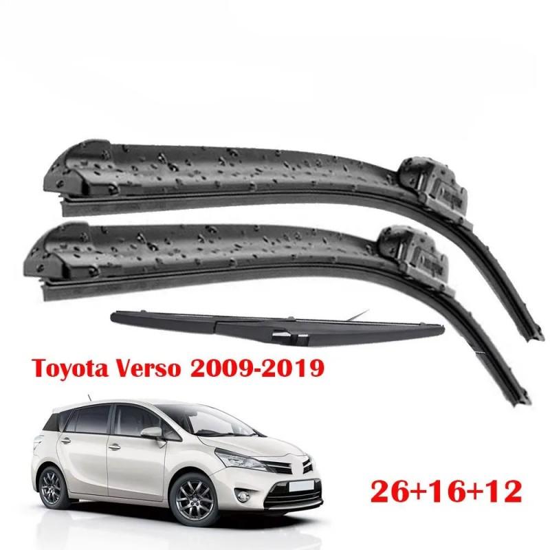 3Pcs Front & Rear Windshield Wiper Blades Set 26 +16 +12  Dedicated Push Button Connector for European Compact MPV 2009-2019 чёрный