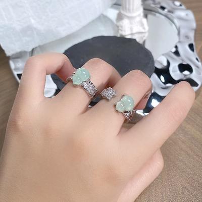 Inlaid Zircon Gourd Open Ring, National Tide Style Niche Design, Light Luxury, High Sense Fashion Ring