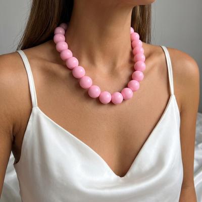 Fresh and Versatile Color Simple Versatile Acrylic Beaded Men's and Women's Necklace Clavicle Chain Jewelry
