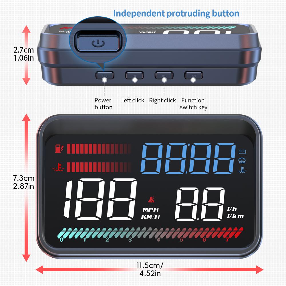 M26 OBD2 Car HUD Head Up Display Digital Speedometer Voltmeter RPM Fuel Consumption Water Temp Gauge With Alarm Car Electronics