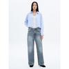Waist Tie Tin Wash Wide Denim Pants Sky Blue