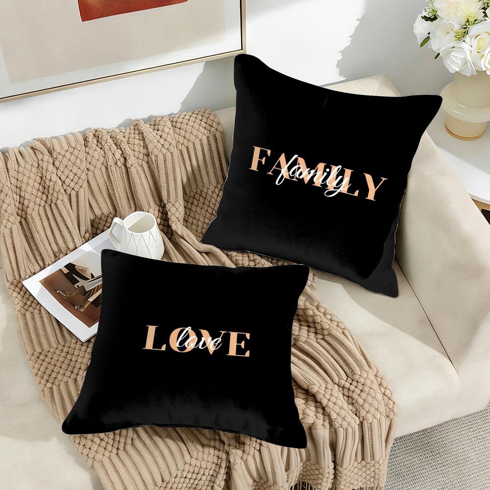 Simplicity Pattern Love Cushion Cover Silky Short Plush Invisible Zipper Dustproof Sofa Pillow Case For Home Decor