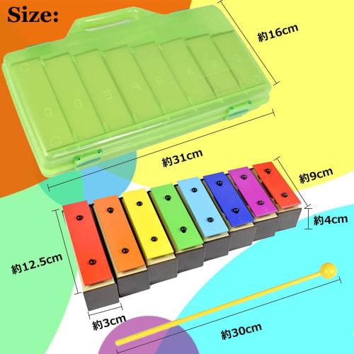 Ennbom Colorful Orff Instrument Sound Block, 8-Note Glockenspiel with Storage Case
