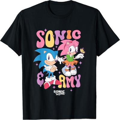 Sonic The Hedgehog Sonic & Amy Süßes Vintage-Motiv T-Shirt