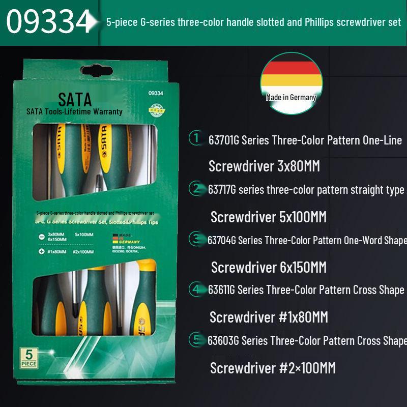 SATA 09334 G-Series 5-Piece Slotted/Phillips Screwdriver Set