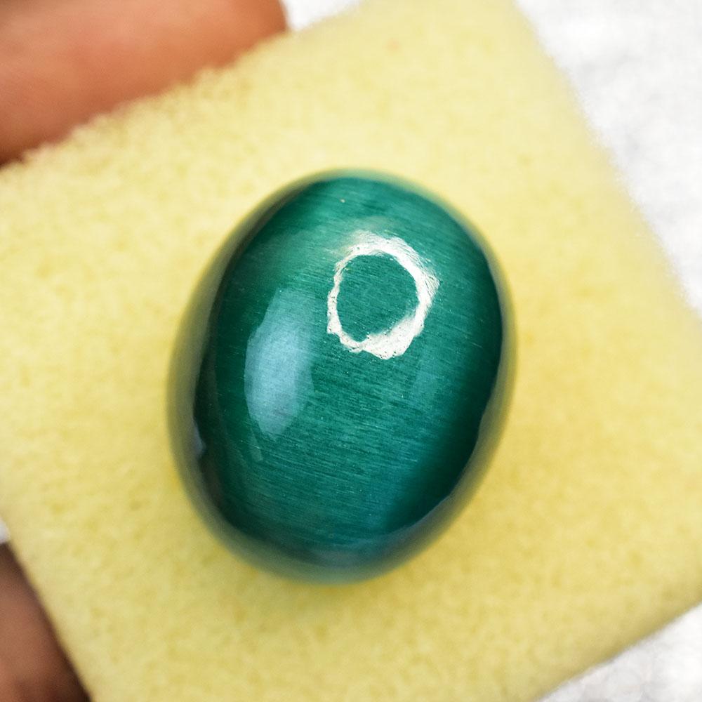 

88 Ct Cabochon Shape Cat s Eye Natural CERTIFIED Loose Gemstone For Collection 26.9 mm зелений