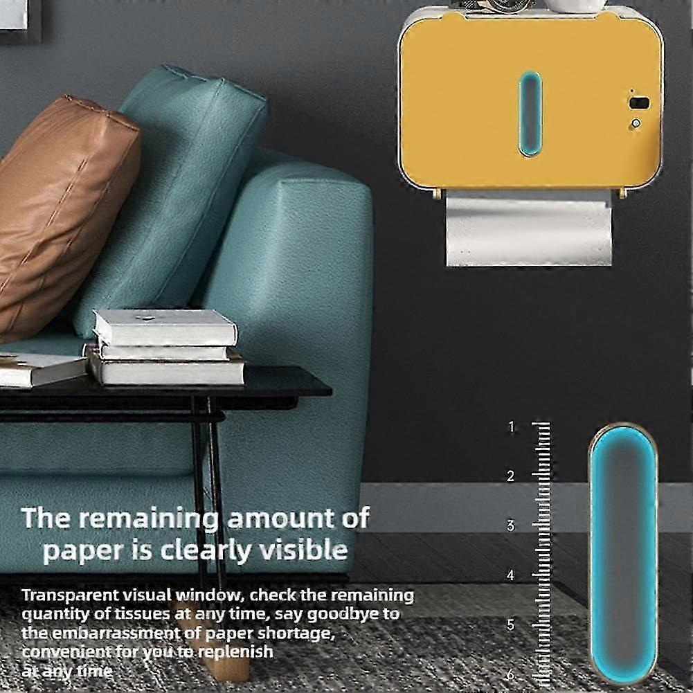 Smart Touchless Toilet Paper Dispenser Wall Mounted Automatic Sensor Tissue Box Punch Hand Towel Dispenser Yellow