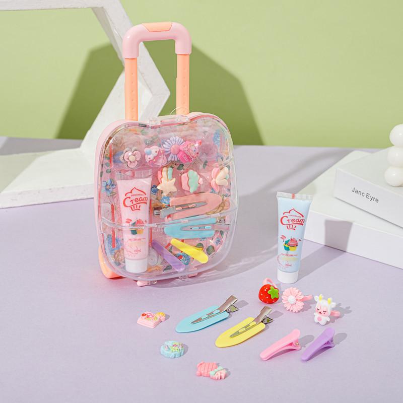 Girl Princess Trolley Case Diy Hairpin Jewelry Box Simulation Hairpin Treasure Box Play House Toy Gift