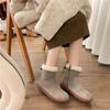 Snow Boots Women's Winter New Retro Velvet Warm Cotton Shoes Flat Bottom Ugly Cute Fluffy Cotton Short Boots
