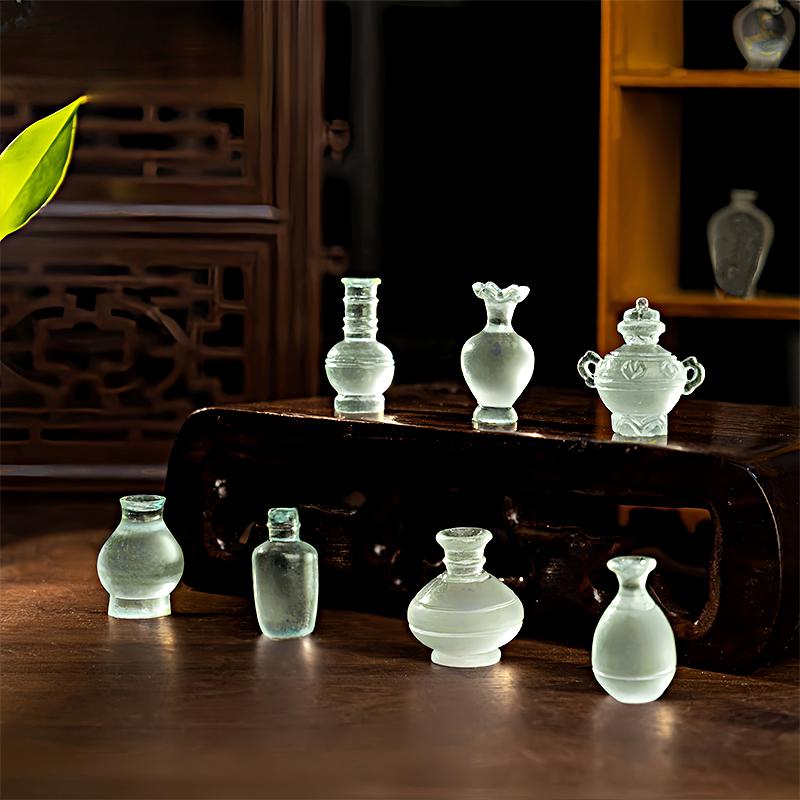 9pcs/set Miniature Vase Simulation Vase Small Ornament Accessories Mini Ornaments Antique 9 Styles