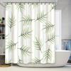 Striped Shower Curtain With Green Leaf Pattern Perfect For Bathrooms! Waterproof Easy To Clean Home Decor