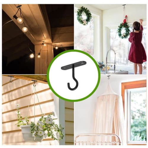 DUOLEIMI Ceiling Hooks, Set of 2, Hanging Hardware, Screw Hooks, Long, for Hanging Curtains, Hanging Planters, Lanterns, Brackets, Plants, Wind Chimes