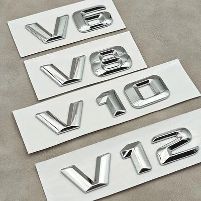 3D ABS Chrome Letters V6 V8 V10 V12 Car Fender Side Logo Badge Sticker For Mercedes Benz W205 W204 W213 W212 W221 Accessories