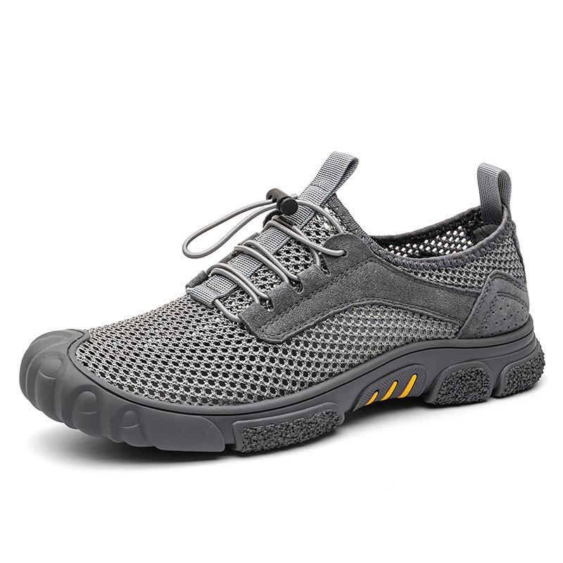 Men's shoes summer outdoor hiking off-road sports shoes fly-woven shoes low-top hollow ventilation hole mesh running shoes