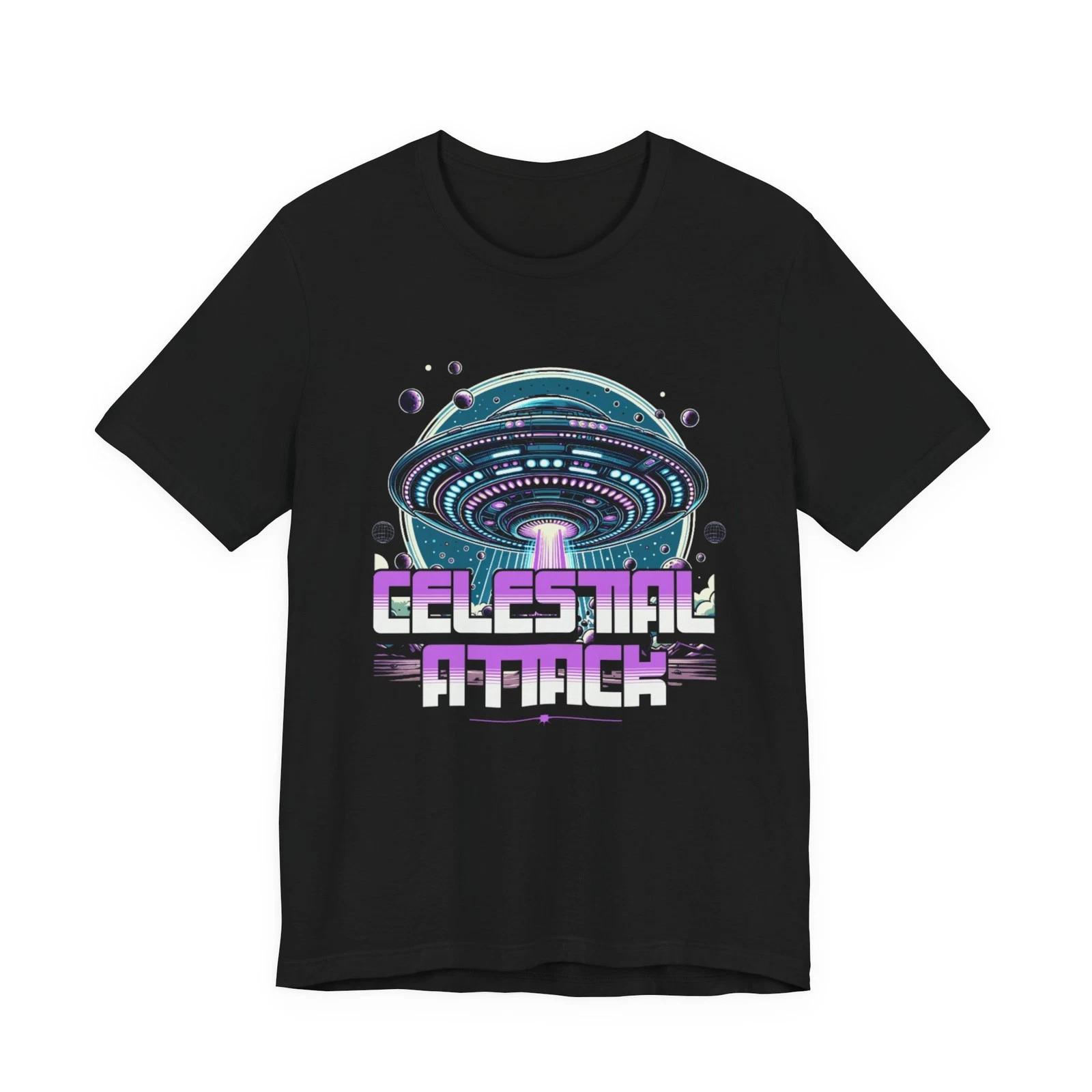

Celestial Attack UFO Tee | Retro Sci-Fi Spaceship Unisex Tee S