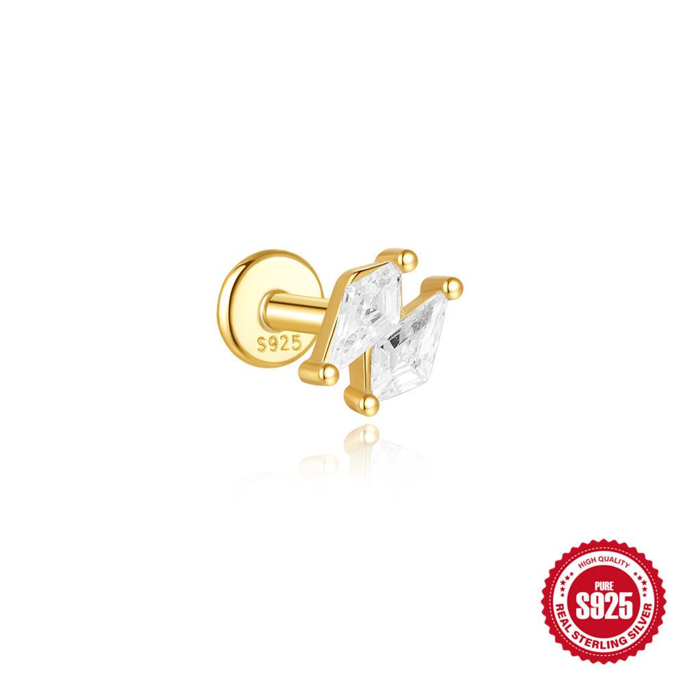 S925 Sterling Silver Daily Wear Quad Star Love Color Flower Diamond Cartilage Spiral Piercing Earrings 2026