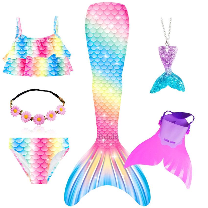 Plavecký ocas mořské panny Dívčí Halloweenský kostým Cosplay Plavky Fantasy Plážové bikiny Lze přidat Monoploutev Fin Dárky k narozeninové oslavě