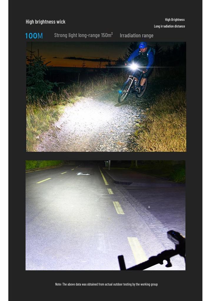 Aluminum Alloy 4T6 High-Brightness USB Rechargeable Bicycle Headlight with Battery Display